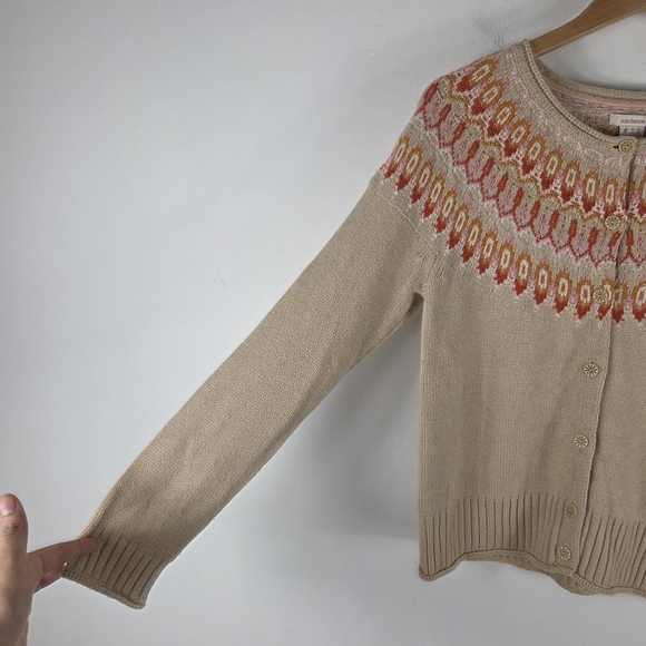 Sundance Wool Long Sleeve Button Up Fair Isle Cardigan Sweater - Picture 2 of 9
